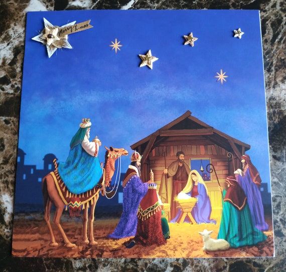 Three Kings Christmas Card Nativity Scene Card Mary And Etsy