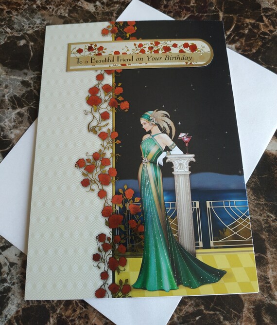 Art Deco Birthday Happy Birthday Card Art Deco Style Card Etsy