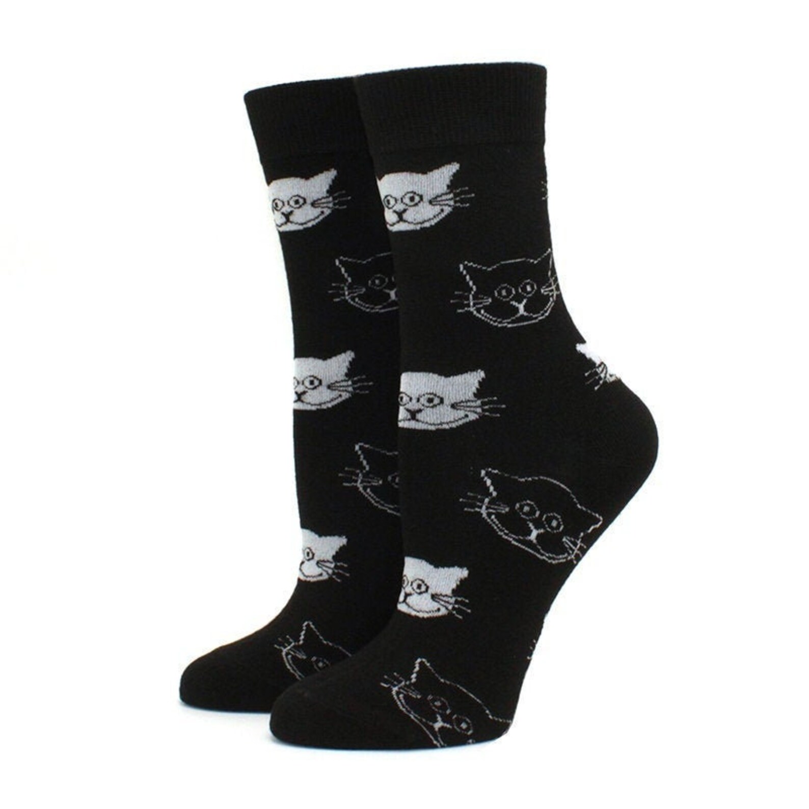 Calcetines de gato calcetines de gato en blanco y negro Etsy