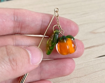 Glass persimmon brooch pin