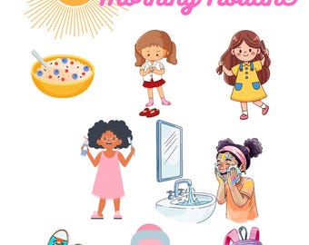 Tabla de rutina matutina para niñas - Plantilla PDF editable de Canva