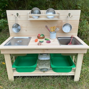 Mud Kitchen Play Station - Double Sink with Back Wall