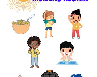 Tabla de rutina matutina para niños - Plantilla PDF editable de Canva