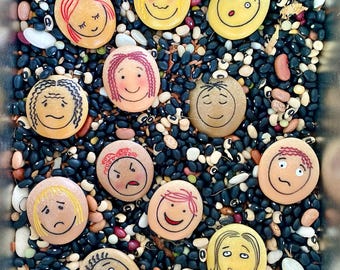 Piedras de aprendizaje de emociones, juguetes de comunicación de sentimientos, juego de 12
