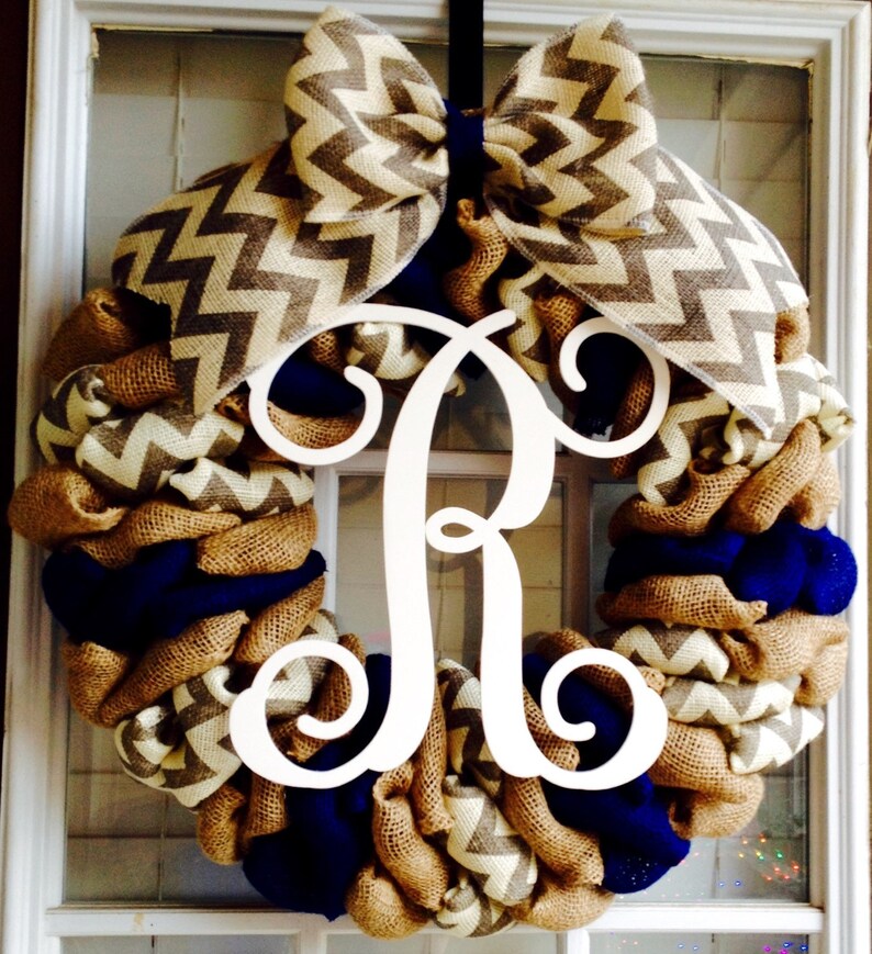 Fall Wreath Burlap wreath Everyday Wreath Spring Wreath Summer Wreath for door Script Monogram Door Wreath Monogram Wreath