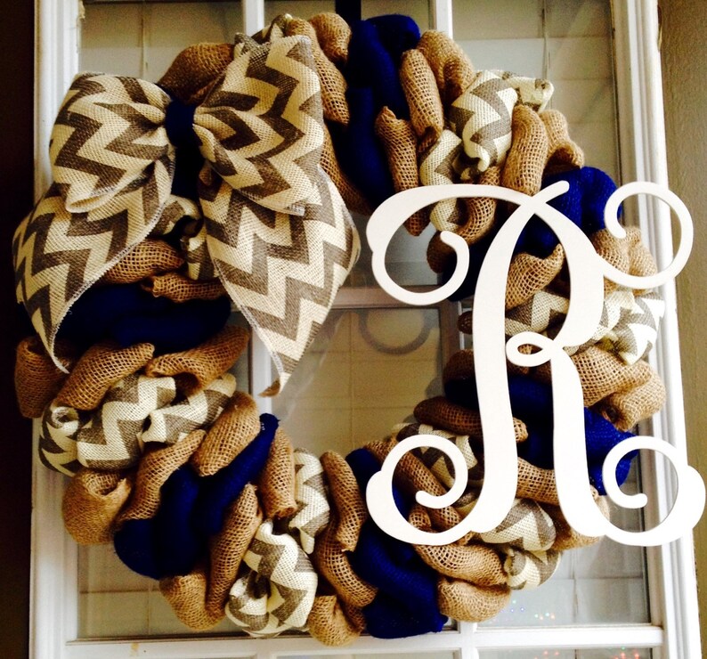 Fall Wreath Burlap wreath Everyday Wreath Spring Wreath Summer Wreath for door Script Monogram Door Wreath Monogram Wreath
