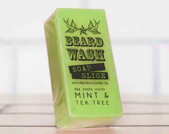 Mint and Tea Tree Beard Wash Soap 70g Mens Facial Care Beard Hipster Moustache Male Grooming
