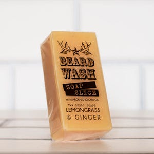 Lemongrass & Ginger Beard Wash Soap 70g Mens Facial Care Beard Hipster Moustache Male Grooming image 2