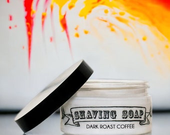 Mens Solid Shaving Soap Dark Roast Coffee 100g (with or without Shaving Brush) Vegan. No SLS, Parabens or Palm Oil.