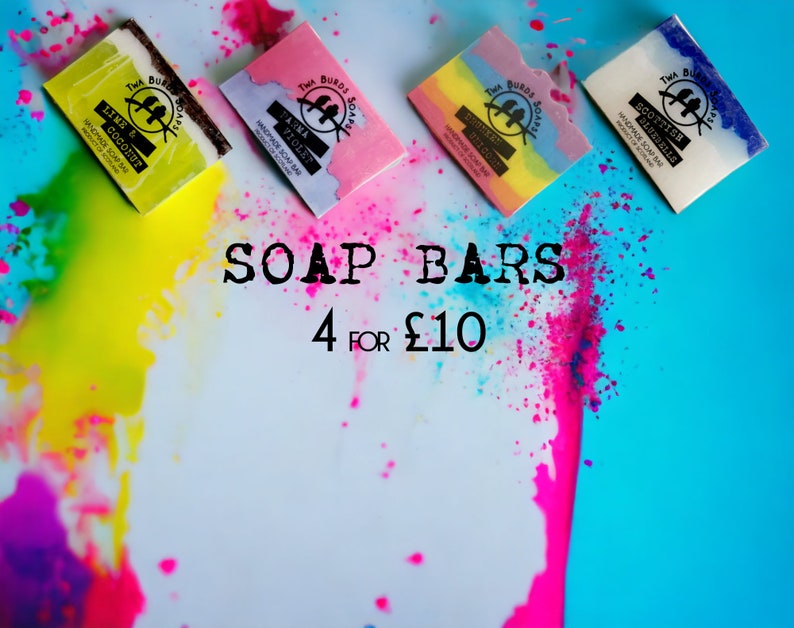 Handmade Soap / SPECIAL OFFER / 4 Soap Bars for 10 Pounds / Vegan Soap Gift / SLS Free Soap / Twa Burds Soaps / Scottish Gift image 1