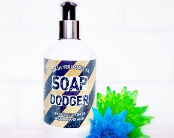 Soap Dodger Gag Gift Lemongrass and Ginger Organic Liquid Hand Soap 250ml Vegan No SLS, Parabens or Palm Oil