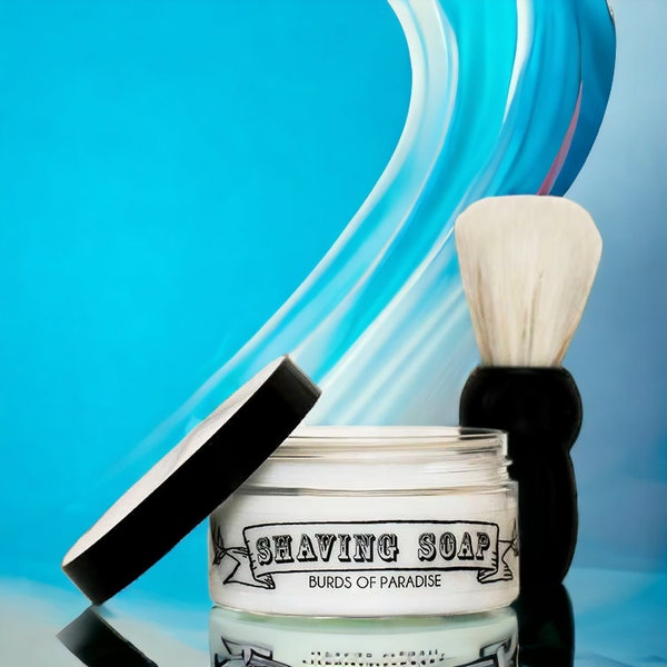 Mens Solid Shaving Soap Burds of Paradise 100g (with or without Shaving Brush) Vegan. No SLS, Parabens or Palm Oil.