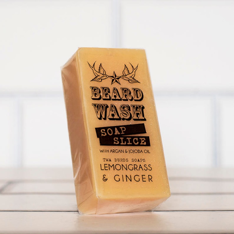 Lemongrass & Ginger Beard Wash Soap 70g Mens Facial Care Beard Hipster Moustache Male Grooming image 2