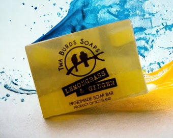 Soap Bar Vegan / Lemongrass & Ginger / SLS Free Soap / Paraben Free / Vegan Gift / Hand Body Face Soap / Stocking Filler / Girl Gift / Fresh