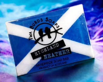 Highland Heather Saltire Handmade Glycerine Soap Slice 110g Vegan, Natural. SLS and Paraben Free