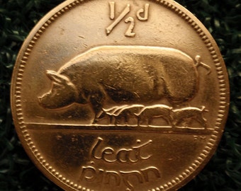 Irish Christmas Gift Stocking Stuffer Half Penny Halfpenny Ha'Penny Coin With FREE Bonus Coin Or Velvet Coin Pouch & Gift Box