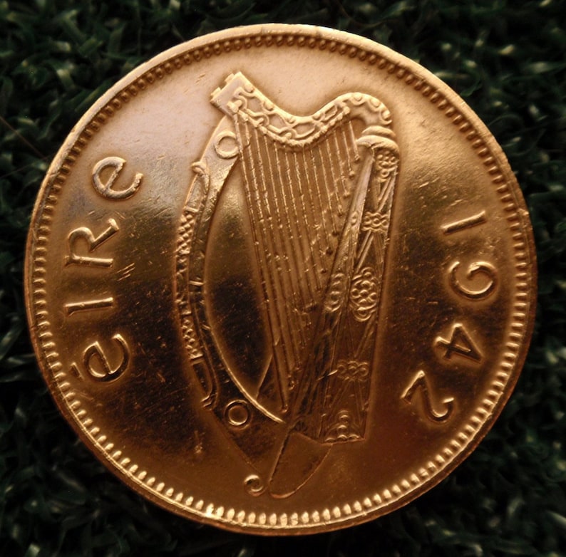 Irish Christmas Gift Stocking Stuffer Half Penny Halfpenny Ha'Penny Coin With FREE Bonus Coin Or Velvet Coin Pouch & Gift Box image 2