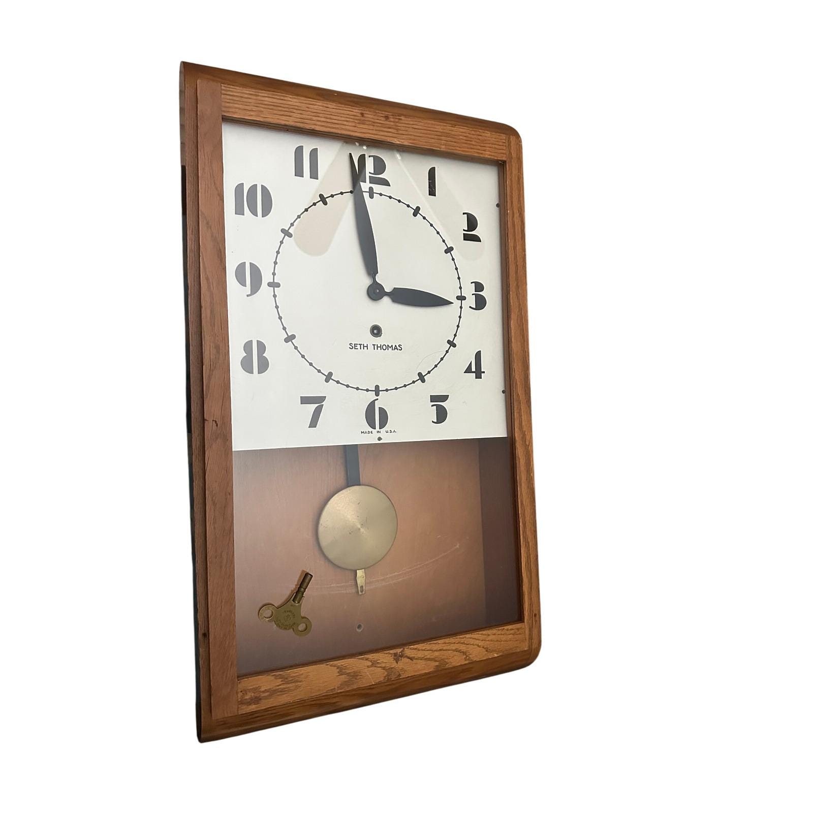 Seth Thomas Pendulum Wall Clock Wood Case Made in USA Vintage