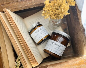 Sojakaars met een kort verhaal | Boekhandelkaars | Herfstkaars | Book Lover Candle