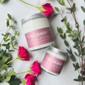 Bougie de soja à l'eau de rose