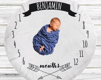 Round Arrow Baby Milestone Blanket