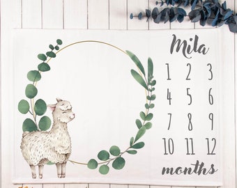 Llama Baby Monthly Milestone Blanket