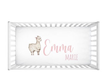 Personalized Name Llama Crib Sheet - Alpaca Crib Sheet