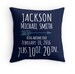 Birth Announcement Pillow - Personalized Baby Pillow - Baby Gift - Boy Nursery Decor - Navy Blue 