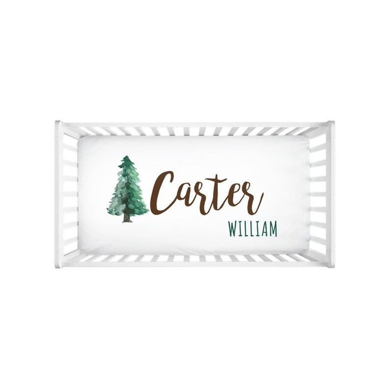 Personalized Name Woodland Tree Crib Sheet Custom Printed Etsy