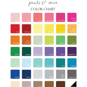 May include: A color chart by Mallory Lynn Prints & Decor featuring a grid of forty-one rounded squares. Each square displays a unique color with its corresponding name printed in white or black text, ranging from blush and pink to brown and black.