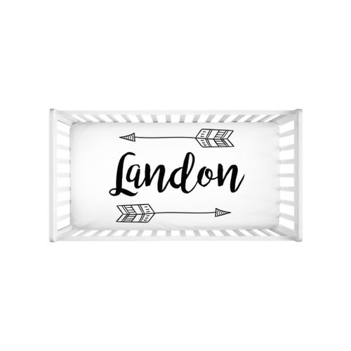 Personalized Name Crib Sheet With Arrows Design Custom Etsy