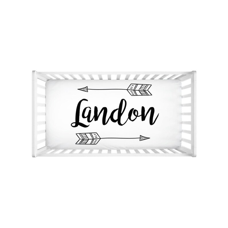 Personalized Name Crib Sheet With Arrows Design Custom Etsy