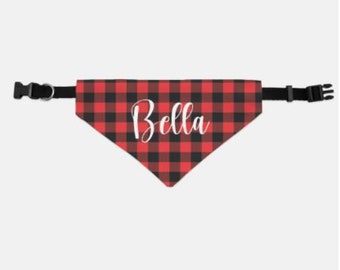 Personalized Name Dog Bandana - Red Buffalo Check Bandana