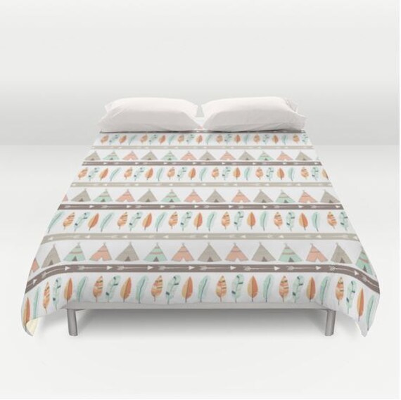 Teepee Tribal Duvet Cover Toddler Bedding Woodland Bedding Etsy