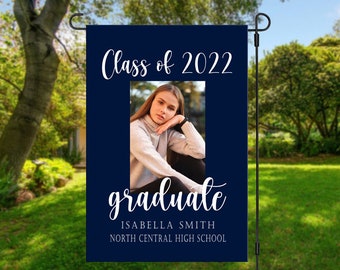 Graduation Garden Flag - 2024 Personalized Grad Photo Yard Flag - Frame/Stand NOT Included