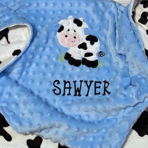 Personalized Cow Baby Blanket Handmade Baby Gift Choose Etsy