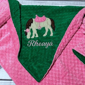 Personalized Horse Baby Blanket | Handmade Baby Gift | Choose your colors | Custom Made | Horse Baby Bedding