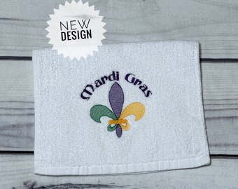 Mardi Gras Hand Towel | Fleur Di Lis | Housewarming Gift | Hostess Gift | Carnival Season | Home Decor | Fat Tuesday