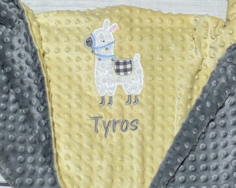 Personalized Baby Blanket | Llama Embroidery | Handmade Baby Gift | Name Blanket | Present for Baby |  New Mom