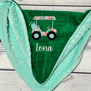 Personalized Baby Blanket Golf Cart Embroidery Handmade Baby Gift New Baby Cozy Blanket New Mom Golf Baby Stuff image 1