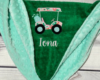 Personalized Baby Blanket | Golf Cart Embroidery | Handmade Baby Gift | New Baby | Cozy Blanket | New Mom | Golf Baby Stuff