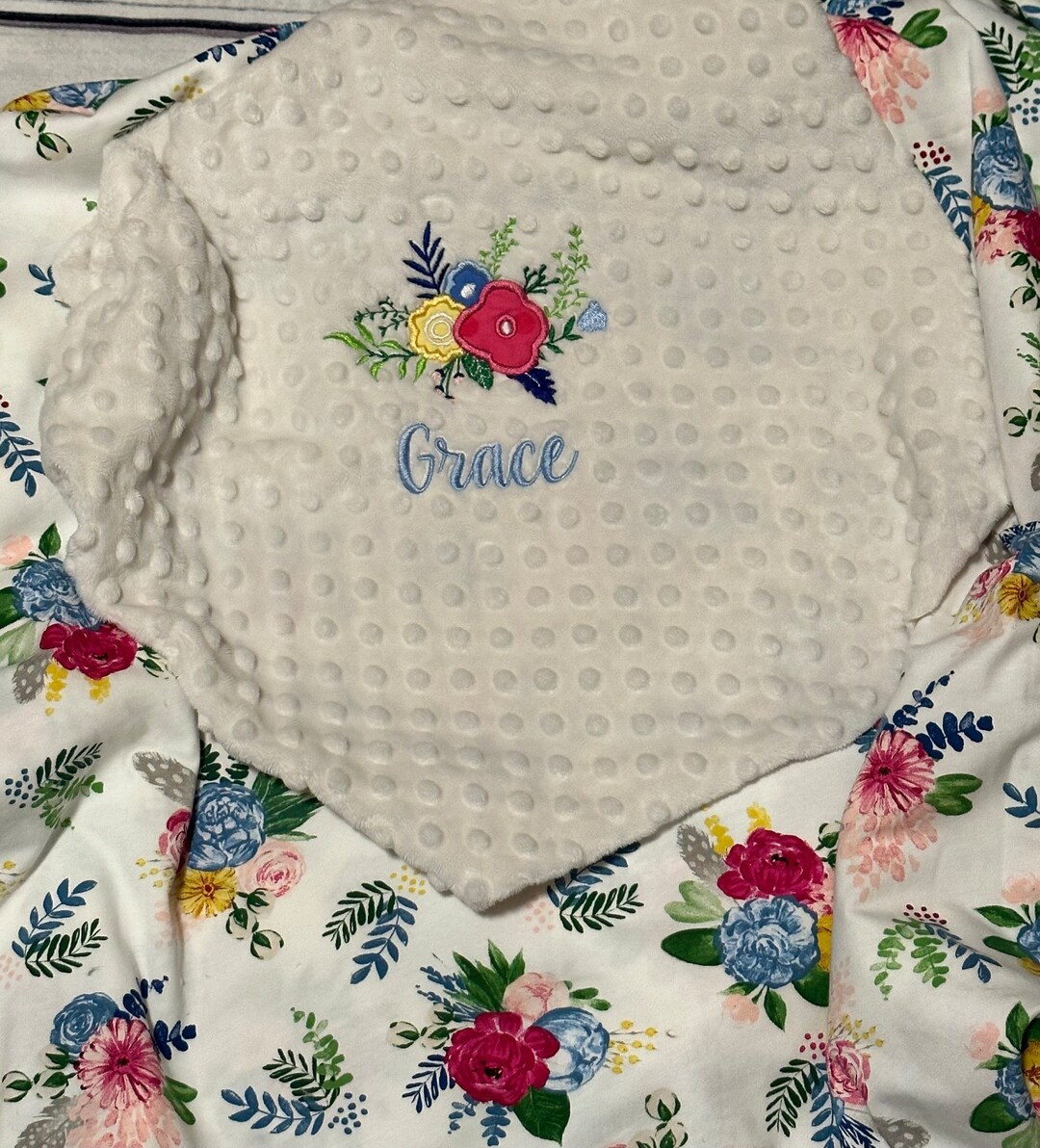 Personalized Baby Blanket Floral Blanket for Girls Handmade Baby Gift ...