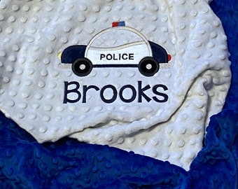 Personalized Police Car Baby Blanket | Handmade Baby Gift | Back the Blue | New Baby | Law Enforcement Blanket | Crib Bedding