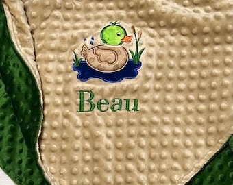Personalized  Minky Baby Blanket | Handmade Blankets |  Mallard Duck Embroidery |  Crib Blanket