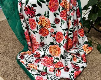Personalized Baby Blanket | Floral Print | Handmade Keepsake | Flower Blankets