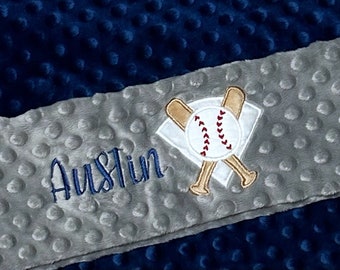 Personalized Baseball Minky Pillowcase | Embroidered Name Pillow Cover | Baseball Home Plate Embroidery