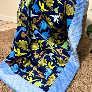 Personalized Dinosaur Minky Baby Blanket | Custom Name Blanket | Handmade Baby Gift | Newborn/Baby Size | Dinosaur Print