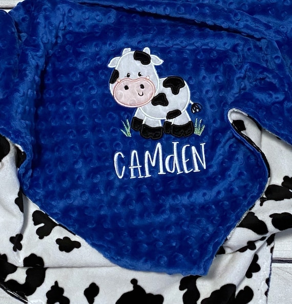 Personalized Cow Baby Blanket Baby Boy Handmade Baby Gift Etsy