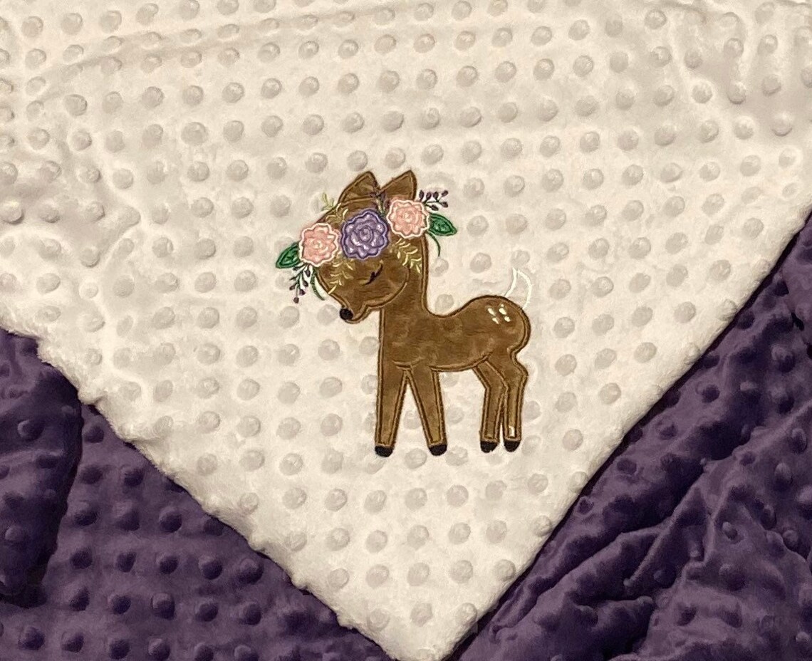 Personalized Deer Baby Blanket Fawn Embroidery Handmade Etsy