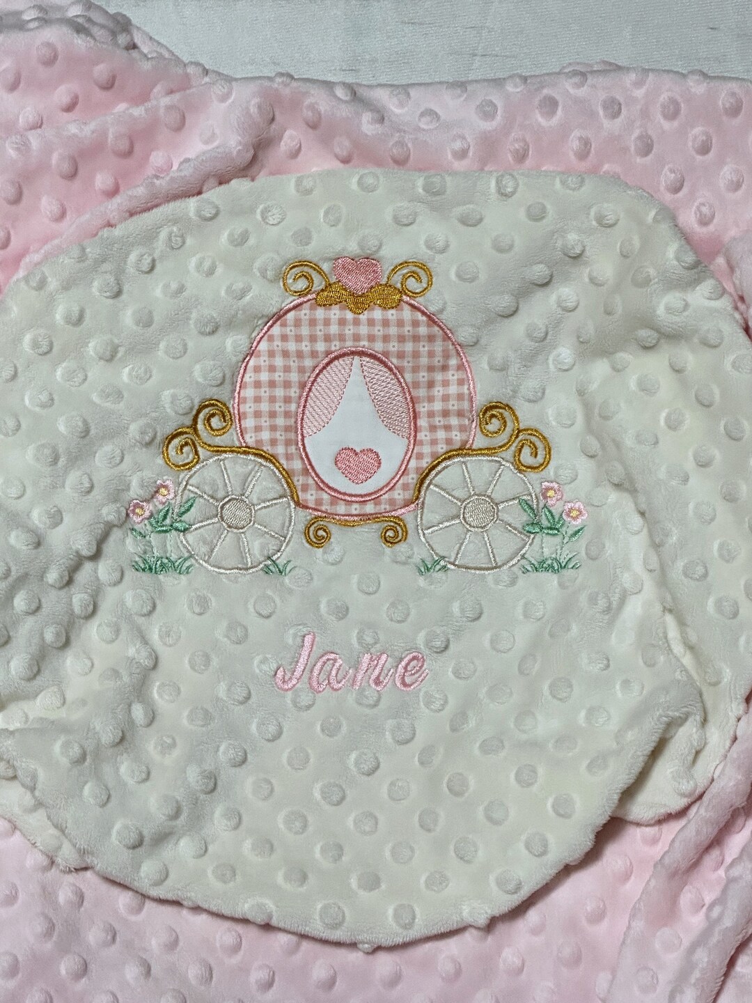 Personalized Princess Carriage Baby Blanket Handmade Baby Etsy